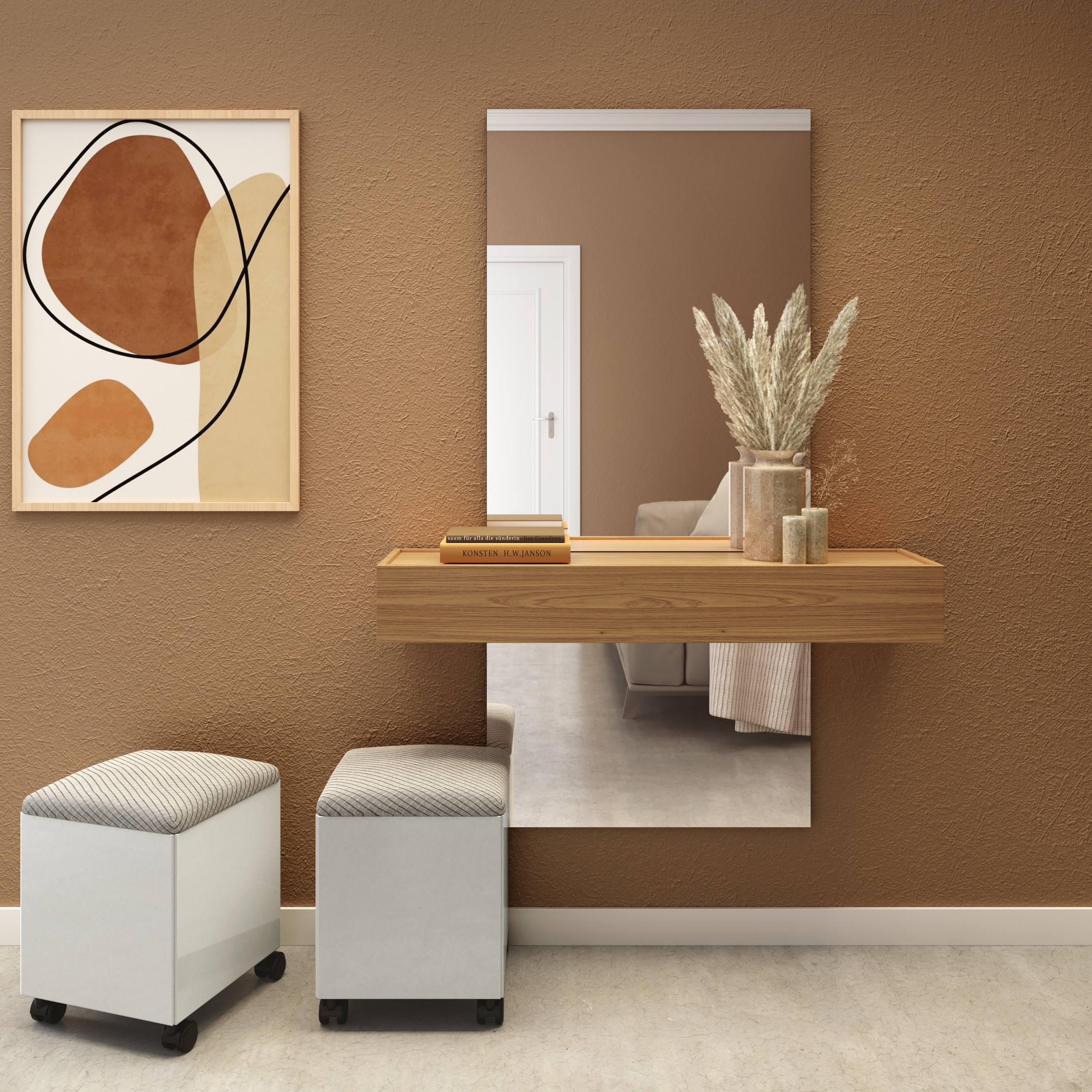 CA0102 ESPEJO-110CM C/1 CAJON - FREIJO / OFF WHITE /