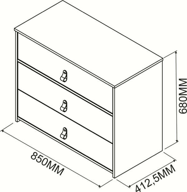 GAVETERO VALENCIA 3 CAJONES CARVALHO NATURALE/ NEGRO - Imagen 2