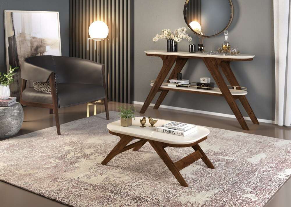 MESA DE CENTRO DORIS RUSTICO MALBEC/OFF WHITE - Imagen 2