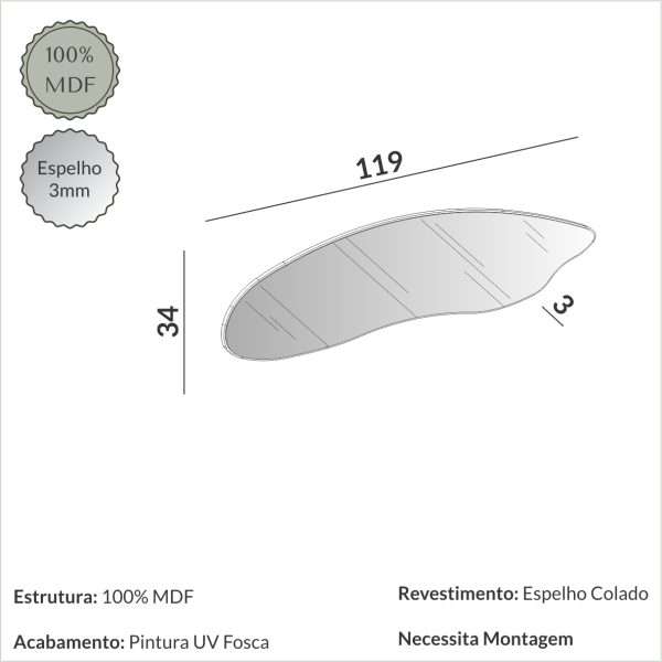 PANEL DECORATIVO CON ESPEJO 120CM - Imagen 3