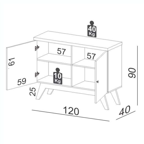 REPISA C/ 02 PUERTAS OFF WHITE / FREIJO - Imagen 4