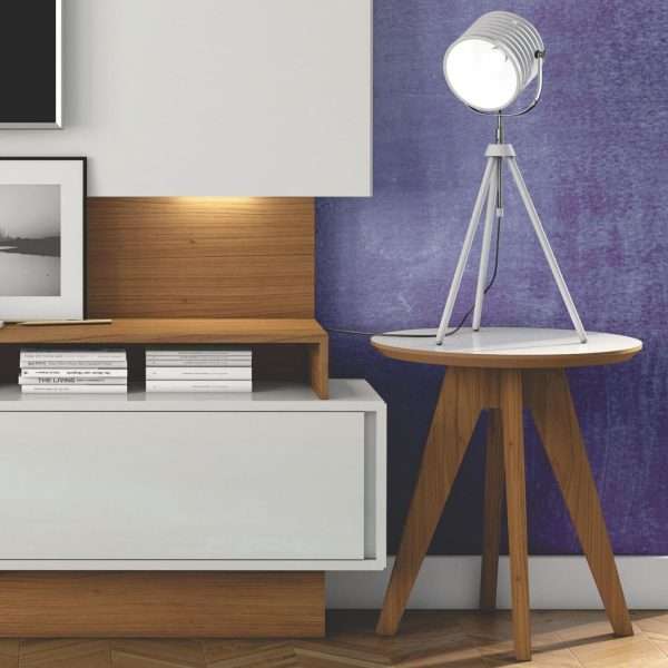 MESA LATERAL REDONDA FREIJO /OFF WHITE