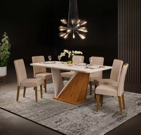 MESA FORME 1800X900X30 FREIJO/OFF WHITE