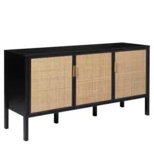 BUFFET CON PUERTAS NEGRA EN RATAN