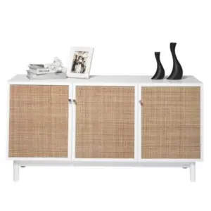 BUFFET CON PUERTAS EN RATAN BLANCA