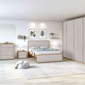 JUEGO DE HABITACION LOOP 1,60  TEJIDO CORANO BEGE- FRASSINO