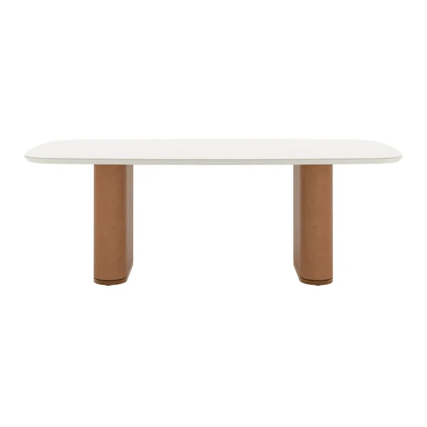 MESA LINTZ 2.2 VIDRO OFF WHITE FOSCO CARAMEL CANELLA - Imagen 3