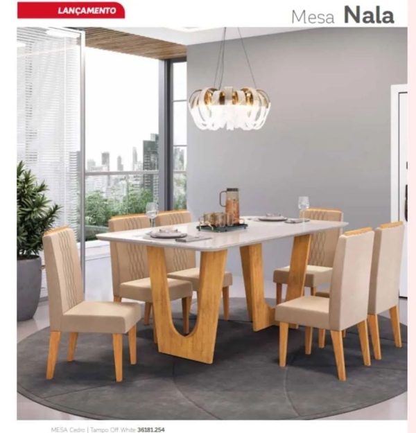 MESA DE COMEDOR NALA CEDRO/OFF WHITE