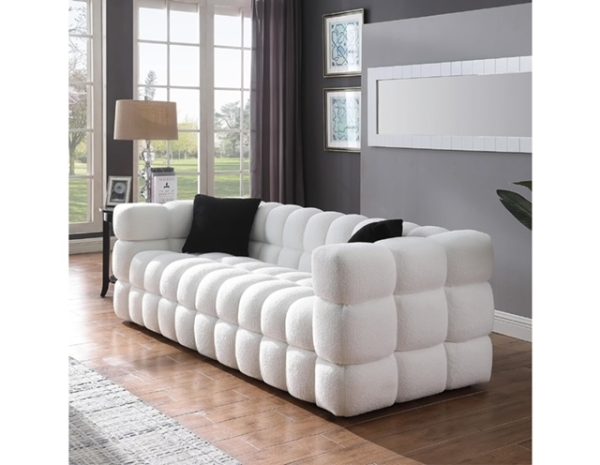 SOFA T001-3 PLAZAS PELUCHE BLANCO