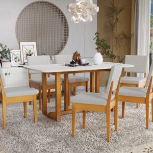 JUEGO DE COMEDOR FILADELFIA 1.60 CEREJEIRA CON SILLA MIAMI (6 PUESTOS)