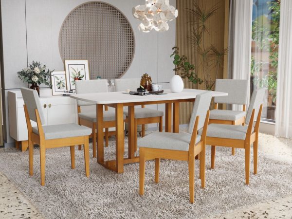 JUEGO DE COMEDOR FILADELFIA 1.60 CEREJEIRA CON SILLA MIAMI (6 PUESTOS)