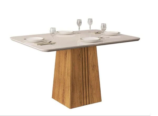 MESA ITALIA 450 120X90X3 CARVALHO NOBRE/OFF WHITE - Imagen 3