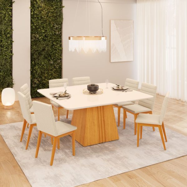 MESA ITALIA  600 CURVO 1360X136X30 CEDRO/ OFF WHITE - Imagen 3