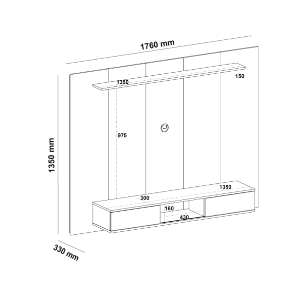 PANEL NEVADA II ROBLE/OFF WHITE - Imagen 2