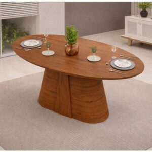 MESA RYZE TAMPO CHANF ELÍPTICO MADEIRA 1830X1000X25 FREIJO/FREIJO